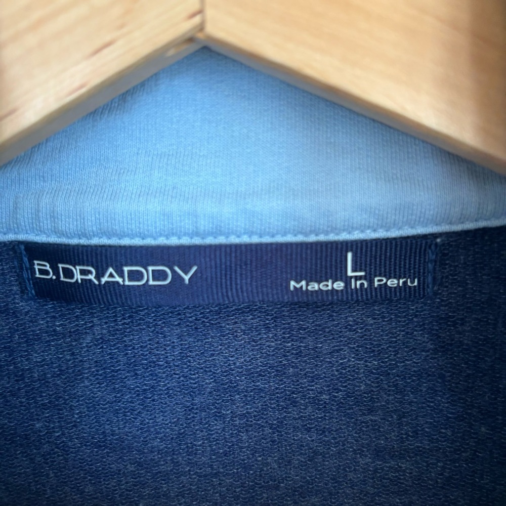 B. Draddy 1/4 Zip Golf Performance Pima Cotton Blend Blue Pullover Mens Large - Picture 4 of 9